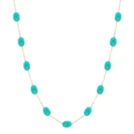 14k Turquoise Nugget Station Necklace