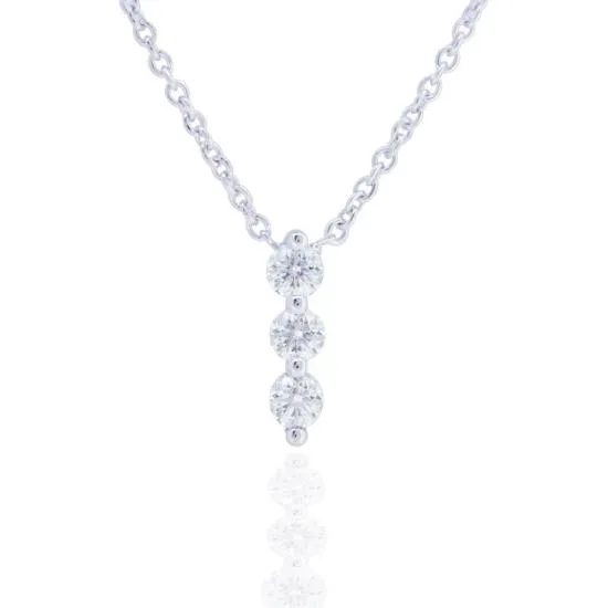 14KW 3D0.11CT Diamond Necklace 3stone Jouney  (118N401095W14DI1)