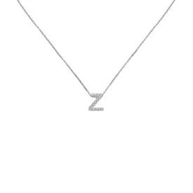 18k Gold Initial Letter "Z" Diamond Pandent   Necklace