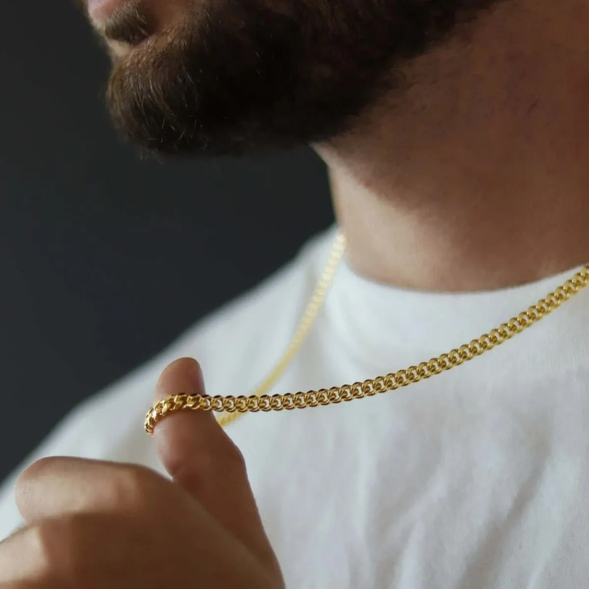 5mm/7mm Real Gold Plated Cuban Link Chain for Men, Mens Stainless Steel Gold Chain Necklace Jewelry for Men