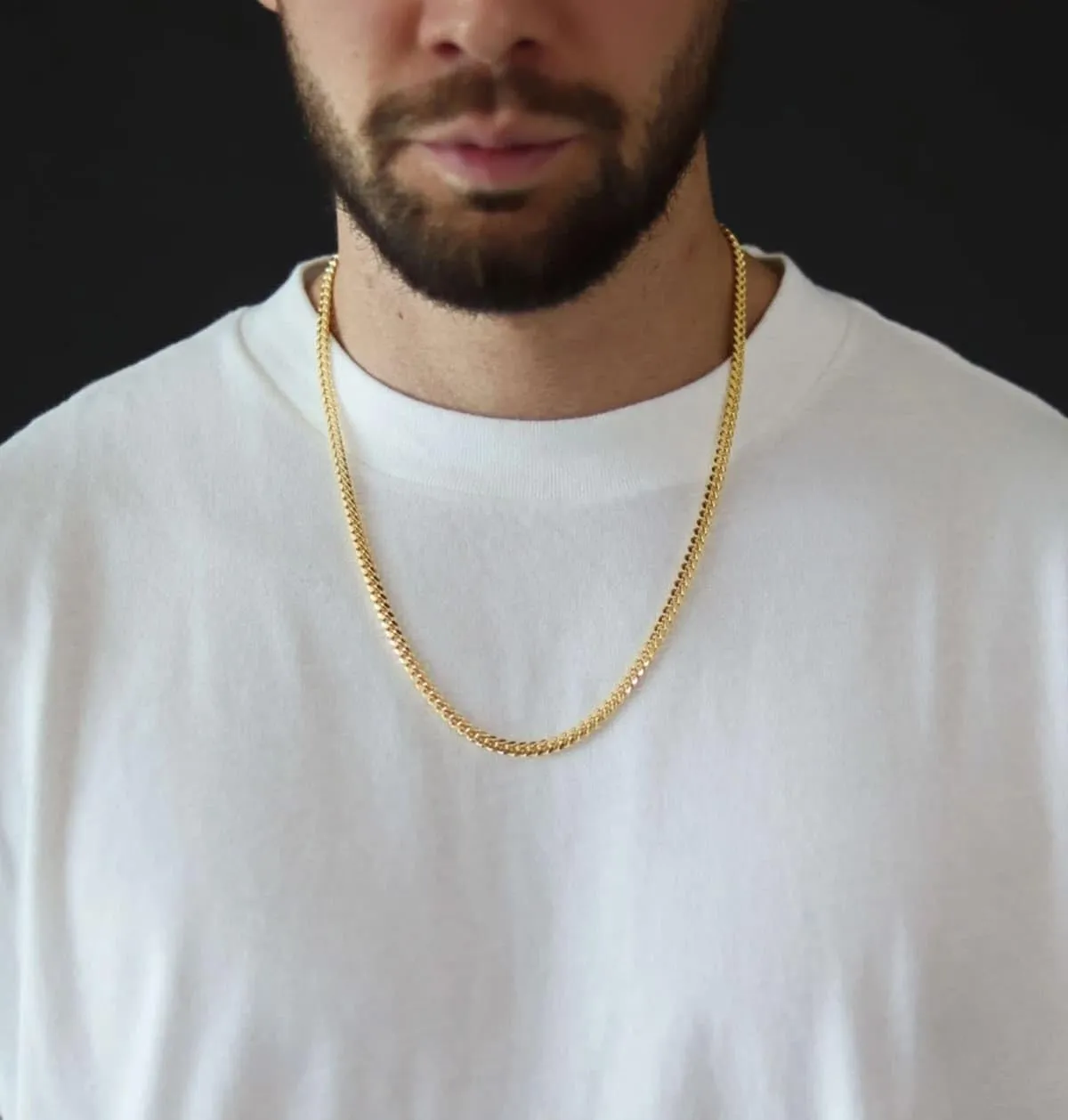 5mm/7mm Real Gold Plated Cuban Link Chain for Men, Mens Stainless Steel Gold Chain Necklace Jewelry for Men