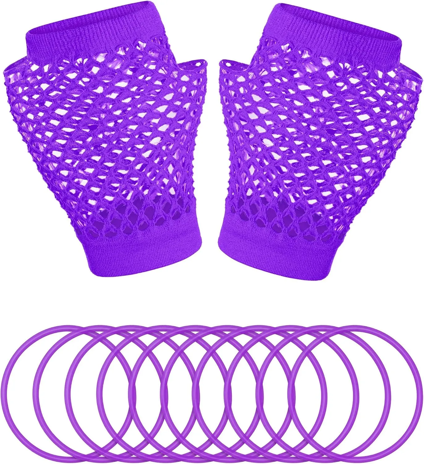 80S Fancy Dress Costume Accessories Headband Errings Fishnet Gloves Necklace Bracelt Leg Warmers Party Outfit Set