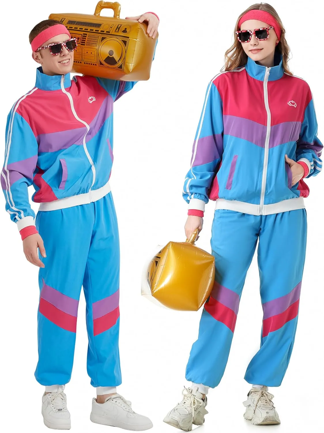 80s Tracksuit for Men Women Retro Windbreaker Set 80s 90s Outfit for Men 80s Track Suit for Couple 90s Shell Suit