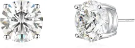 925 Sterling Silver Post Earrings Simulated Diamond Round Cubic Zirconia 4 Pong Ear Stud Set for Women for Men 7-10MM