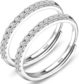 Adjustable 14K Gold Plated Stacking Rings for Oura Ring Gen 4/ Gen 3, 2 Pack Cubic Zirconia Simulated Diamond Oura Ring Stack for Women