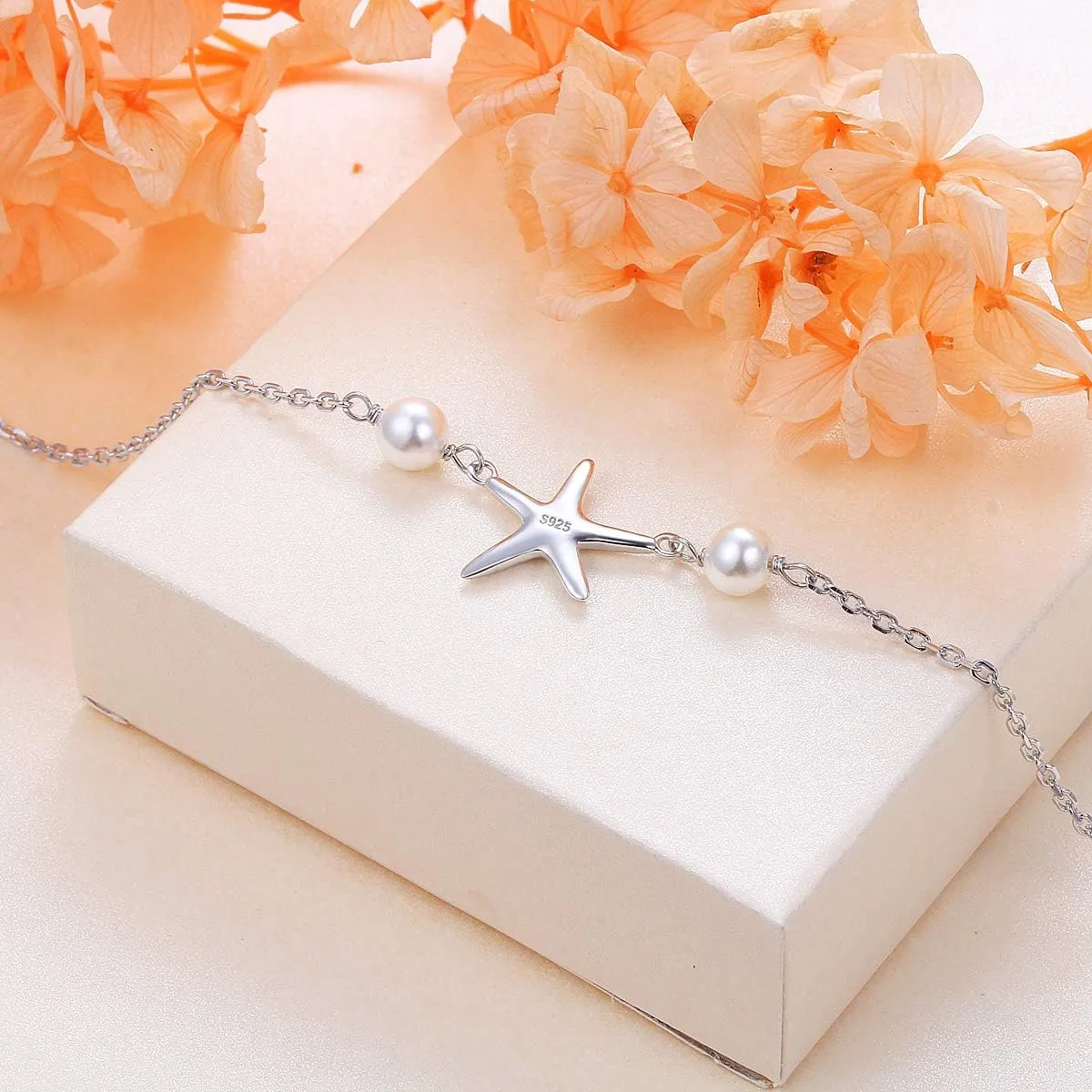 Anklet for Women S925 Sterling Silver Adjustable Foot Evil Eye Starfish Heart Bead Butterfly Celtic Knot Cross Multilayer Layered Ankle Bracelet Jewelry