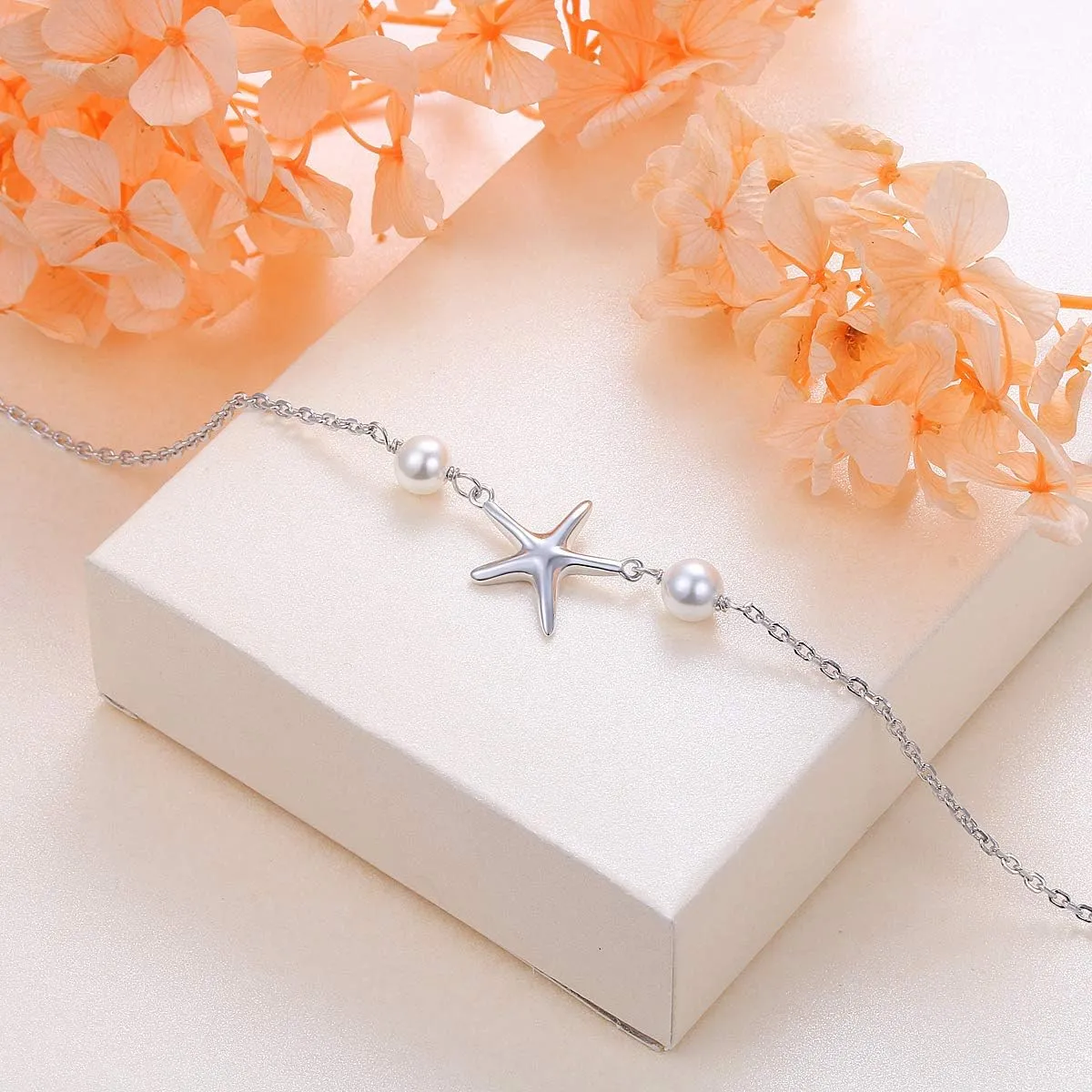 Anklet for Women S925 Sterling Silver Adjustable Foot Evil Eye Starfish Heart Bead Butterfly Celtic Knot Cross Multilayer Layered Ankle Bracelet Jewelry