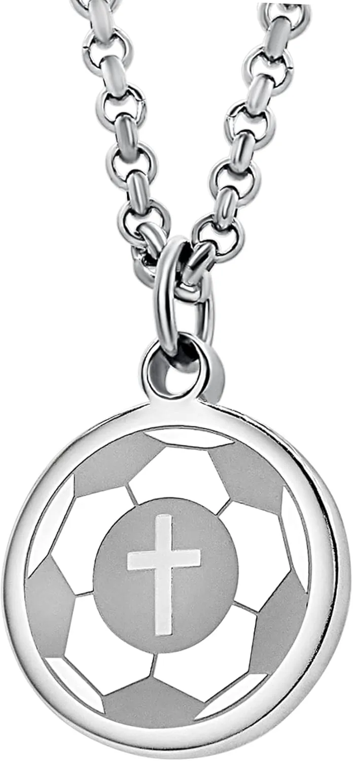 Athletes Necklace With Inspiring Bible Quote ?C Choose Your Quote, Silver Cross Necklace for Men and Women That Love Sports ?C Makes a Unique, Inspiring Gift for Athletes. Baseball, Basketball, Football, Hockey and Soccer Available.