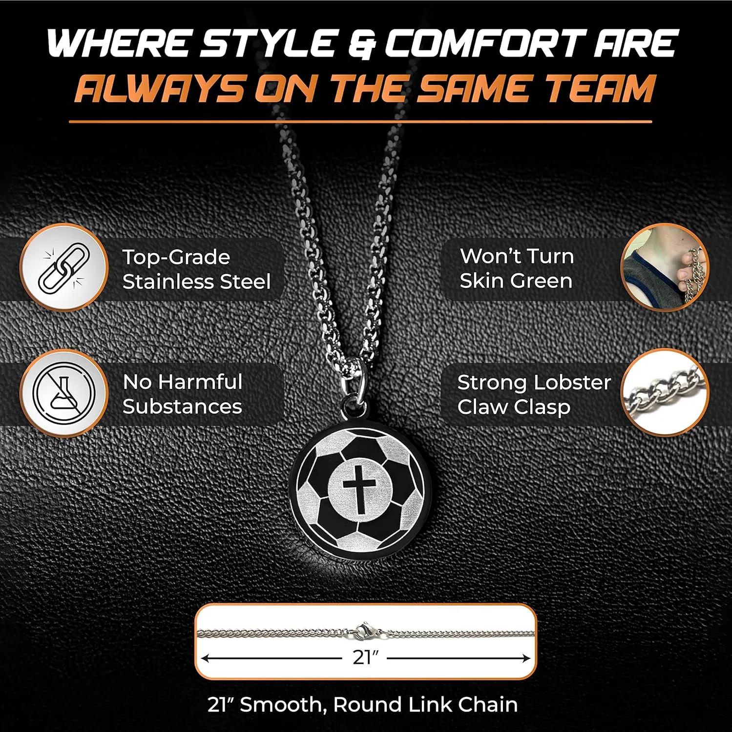 Athletes Necklace With Inspiring Bible Quote ?C Choose Your Quote, Silver Cross Necklace for Men and Women That Love Sports ?C Makes a Unique, Inspiring Gift for Athletes. Baseball, Basketball, Football, Hockey and Soccer Available.