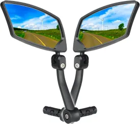 Bar End Bike Mirrors 1 PAIR, HighDefinition Convex Scratch Resistant Glass Lens E-Bike Mirror,Safe Rearview Mountain Bike Mirror for Left and Right Side BT-018