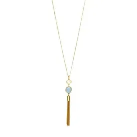 Blue Stone Tassel Necklace