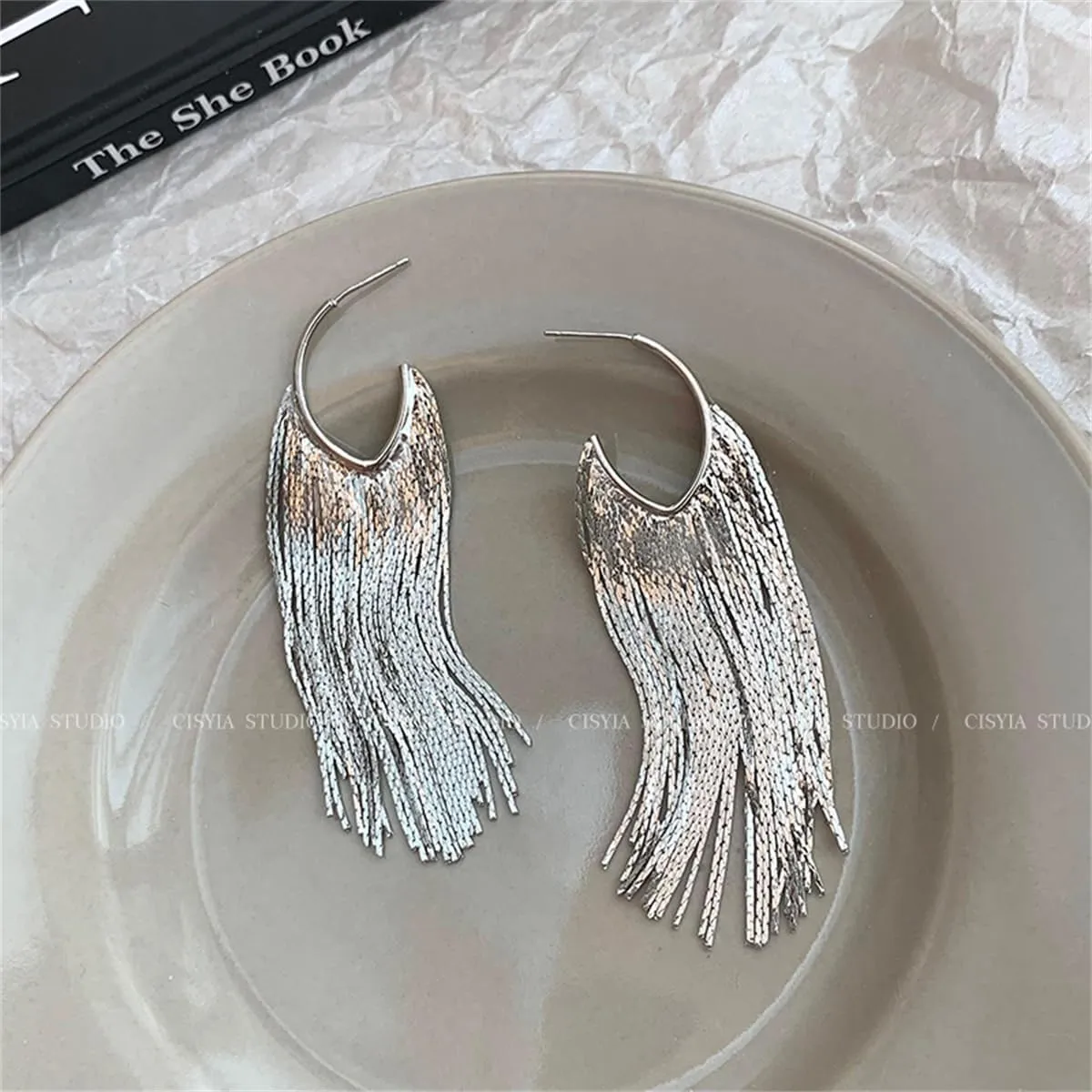 Boho Linear Tassel Drop Dangling Earrings For Women,Long Formal Country Bohemian Fringe Chain Chandelier Prom Statement Trendy Earrings For Party Prom