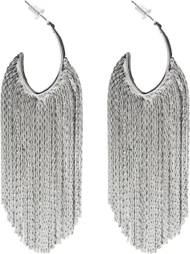 Boho Linear Tassel Drop Dangling Earrings For Women,Long Formal Country Bohemian Fringe Chain Chandelier Prom Statement Trendy Earrings For Party Prom