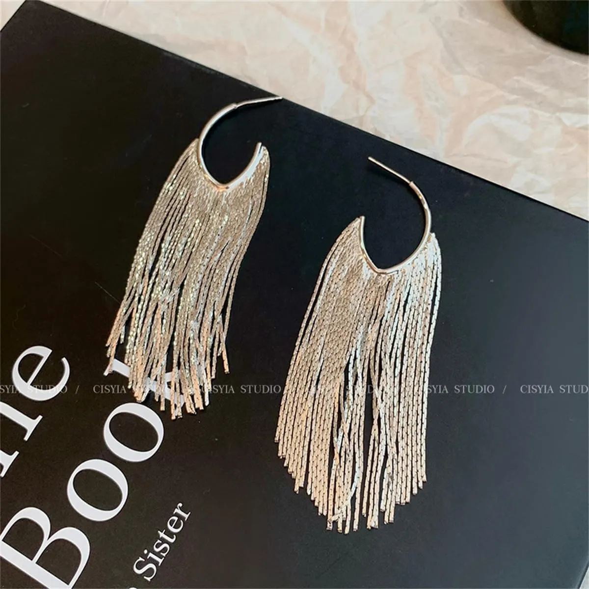 Boho Linear Tassel Drop Dangling Earrings For Women,Long Formal Country Bohemian Fringe Chain Chandelier Prom Statement Trendy Earrings For Party Prom