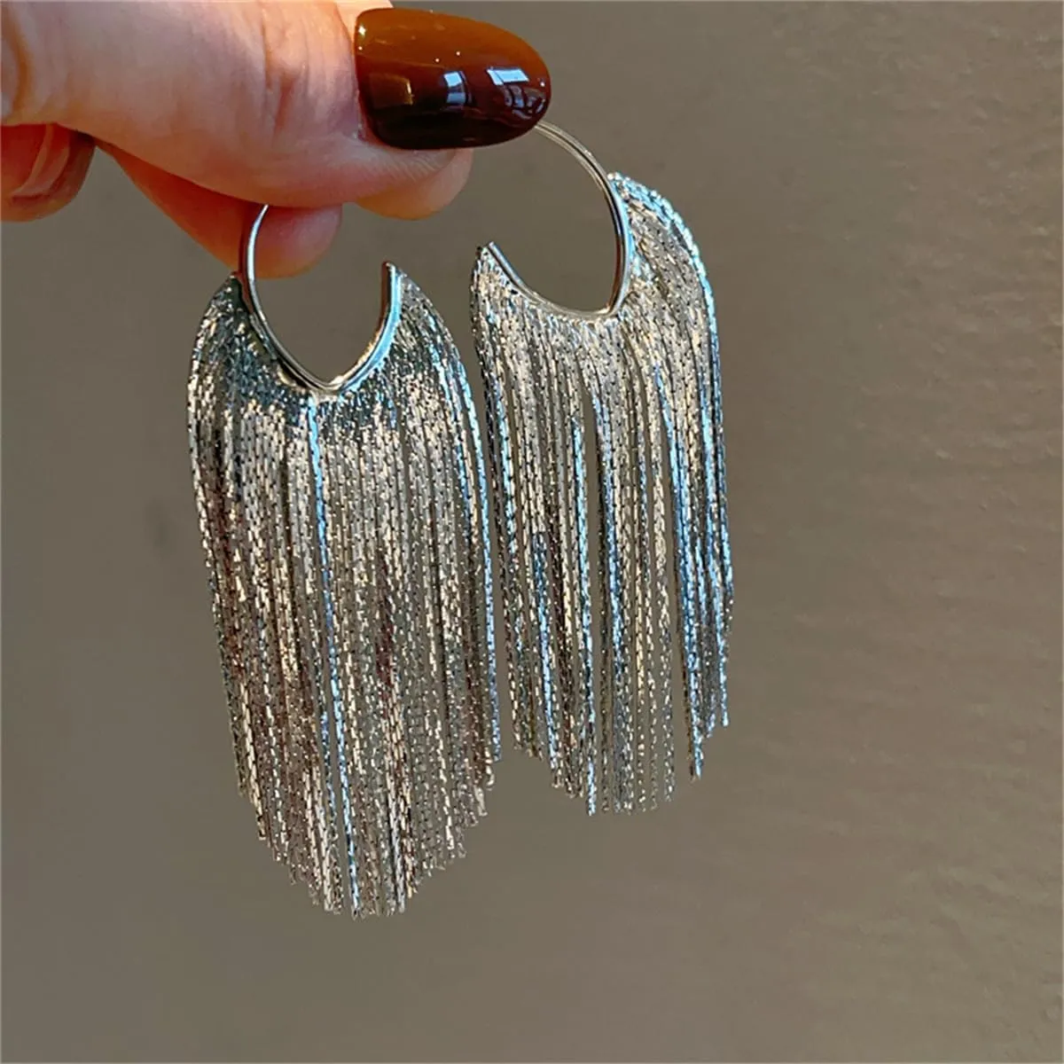 Boho Linear Tassel Drop Dangling Earrings For Women,Long Formal Country Bohemian Fringe Chain Chandelier Prom Statement Trendy Earrings For Party Prom