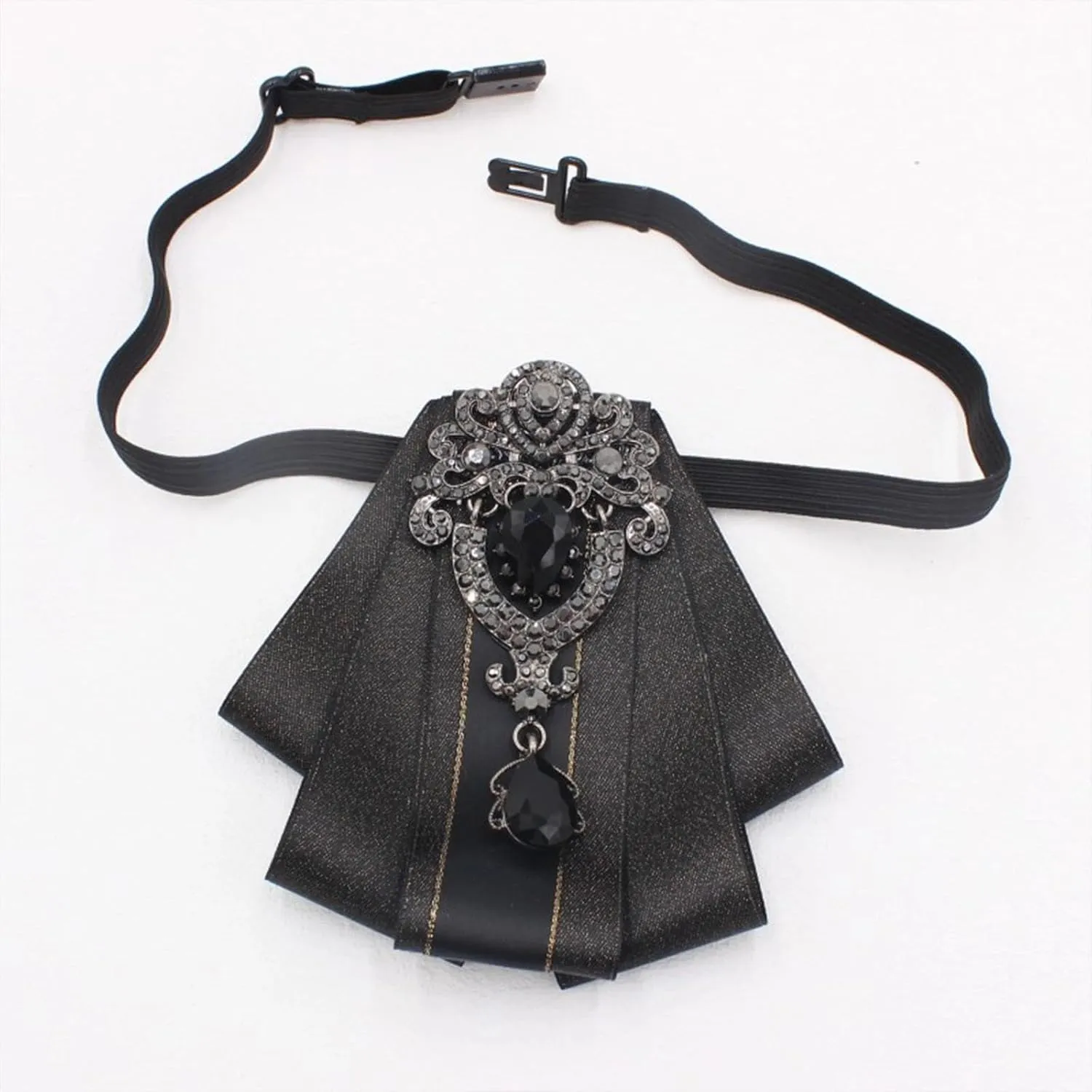 Bow Ties for Men Wedding Suit Banquet Dress Fashion Silk Solid Pre-Tied Crystal Brooch Pins Bow tie