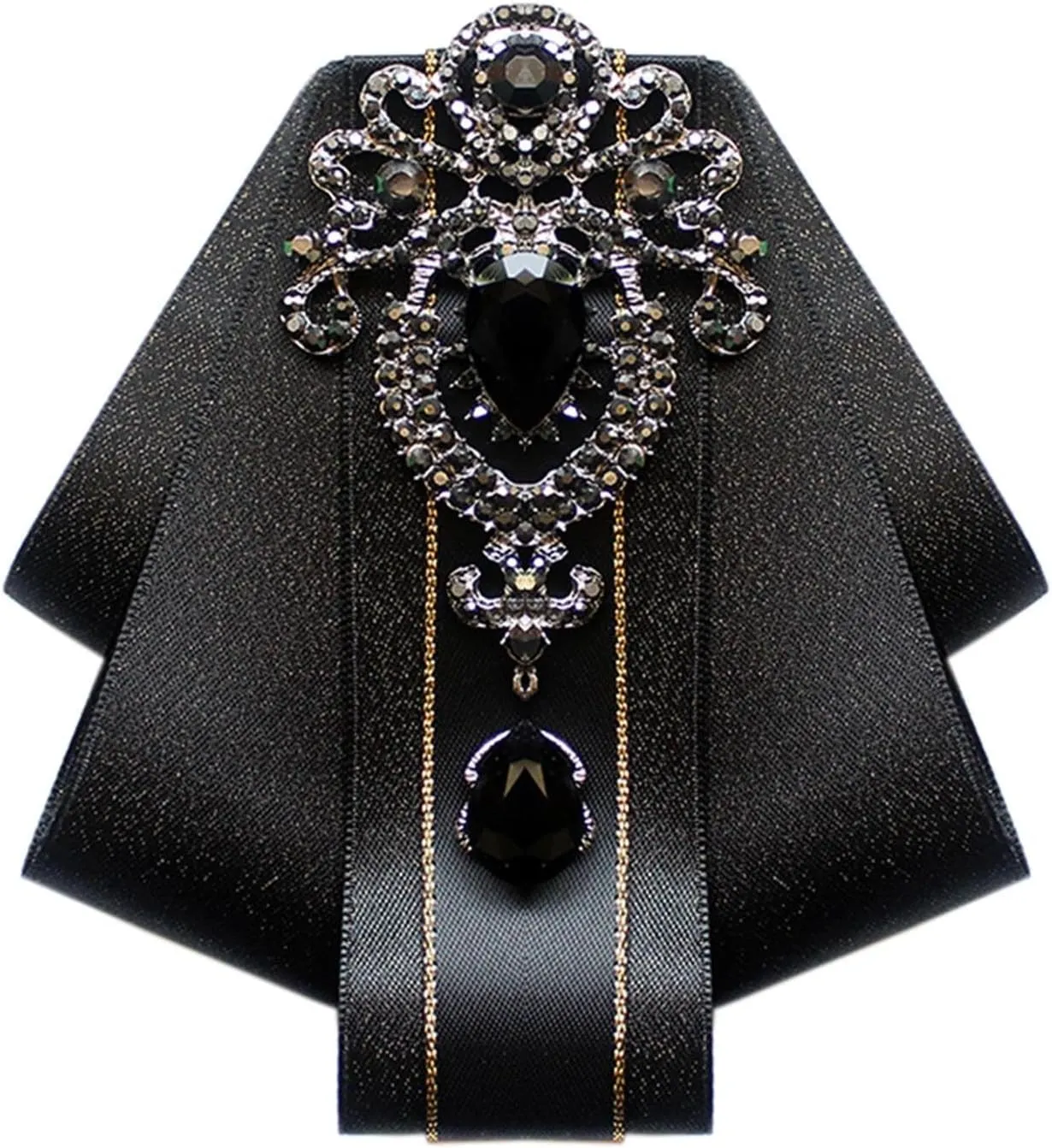 Bow Ties for Men Wedding Suit Banquet Dress Fashion Silk Solid Pre-Tied Crystal Brooch Pins Bow tie