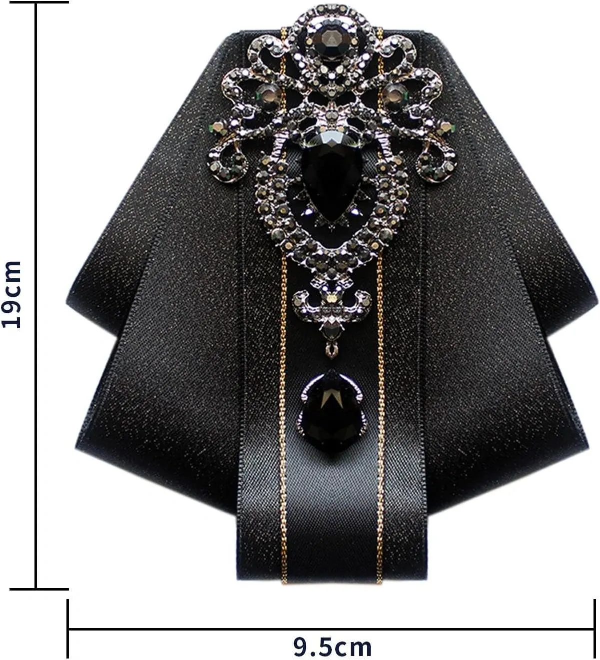 Bow Ties for Men Wedding Suit Banquet Dress Fashion Silk Solid Pre-Tied Crystal Brooch Pins Bow tie