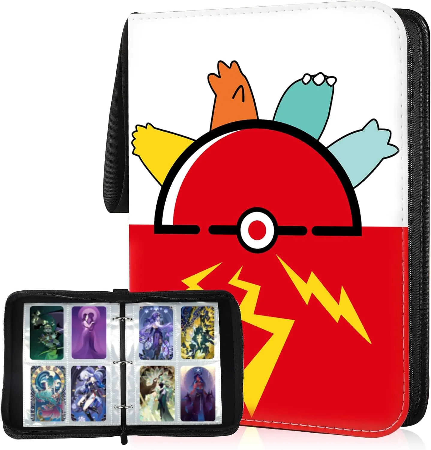 Card Binder Card Album 400 Pockets with Zipper, Double-Sided 4-Pocket Card Holder Carry Case for YuGiOh, MTG, TCG, Game Cards & Baseball Basketball & Football Cards - Includes 50 Removable Sleeves