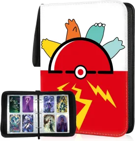 Card Binder Card Album 400 Pockets with Zipper, Double-Sided 4-Pocket Card Holder Carry Case for YuGiOh, MTG, TCG, Game Cards & Baseball Basketball & Football Cards - Includes 50 Removable Sleeves