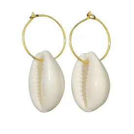 Cowrie shell Hoop Earrings For Women, Gold Filled hoop earrings with cowrie, Gold cowrie hoops, Cowrie earrings, Hoop earrings, Summer earrings, Gift for her