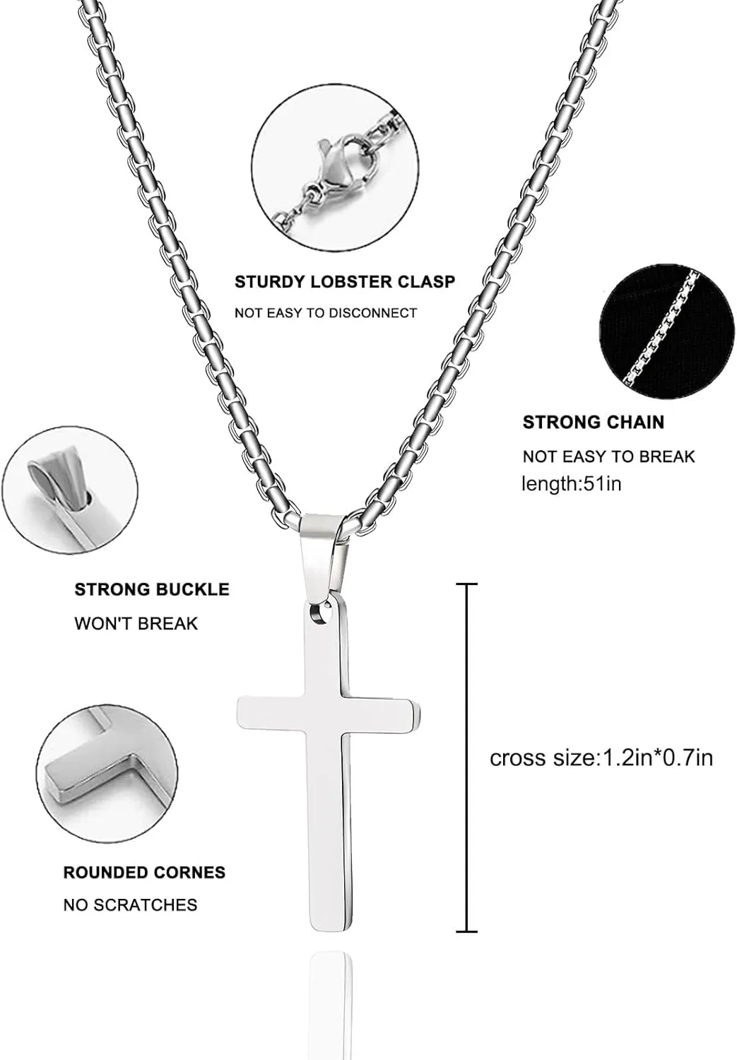 cross necklace for Mens and womens gold silver black stainless steel silver Cross Pendant Necklace Simple Cute Necklaces for men and Women Gold Jewelry 16-18-20-22-24-30 inches