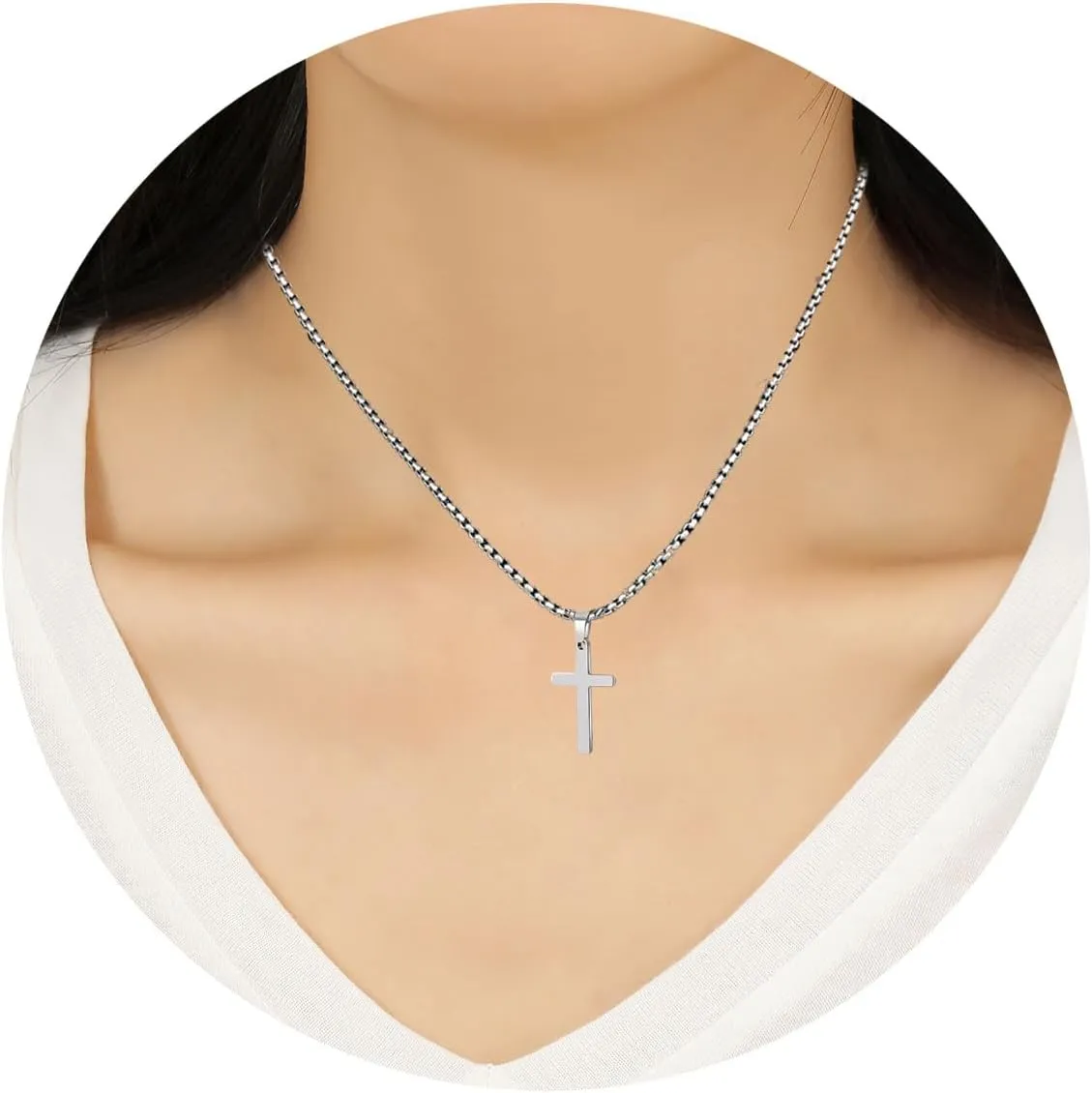 cross necklace for Mens and womens gold silver black stainless steel silver Cross Pendant Necklace Simple Cute Necklaces for men and Women Gold Jewelry 16-18-20-22-24-30 inches