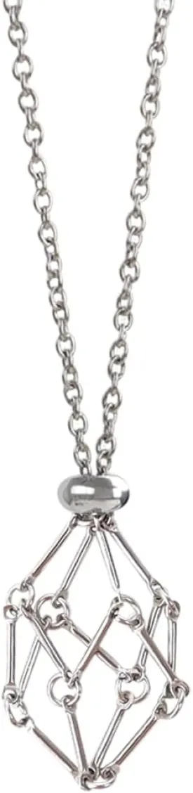 Crystal Holder Necklace - Stainless Steel Cage for Stone, Crystal Cage Necklace for Women Men Adjustable Length