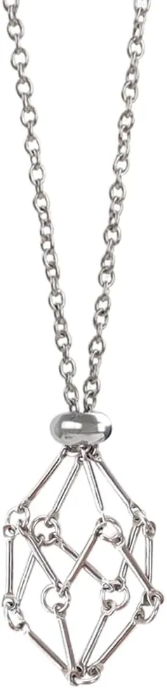 Crystal Holder Necklace - Stainless Steel Cage for Stone, Crystal Cage Necklace for Women Men Adjustable Length