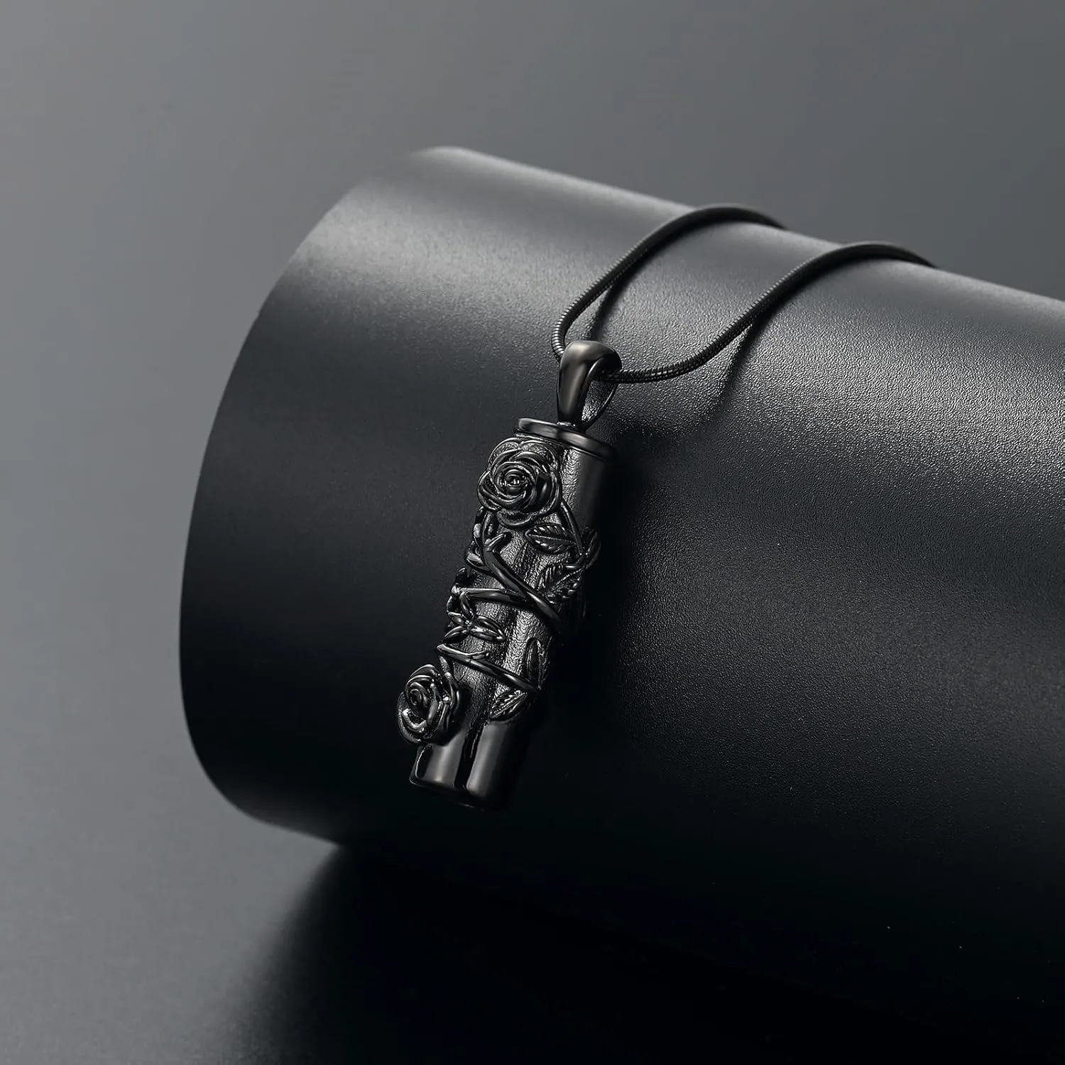 Cylinder Urn Necklace for Ashes Roseflower Cremation Jewelry Urn Ashes Necklace for Women Men Memorial Keepsake Necklace of Loved One