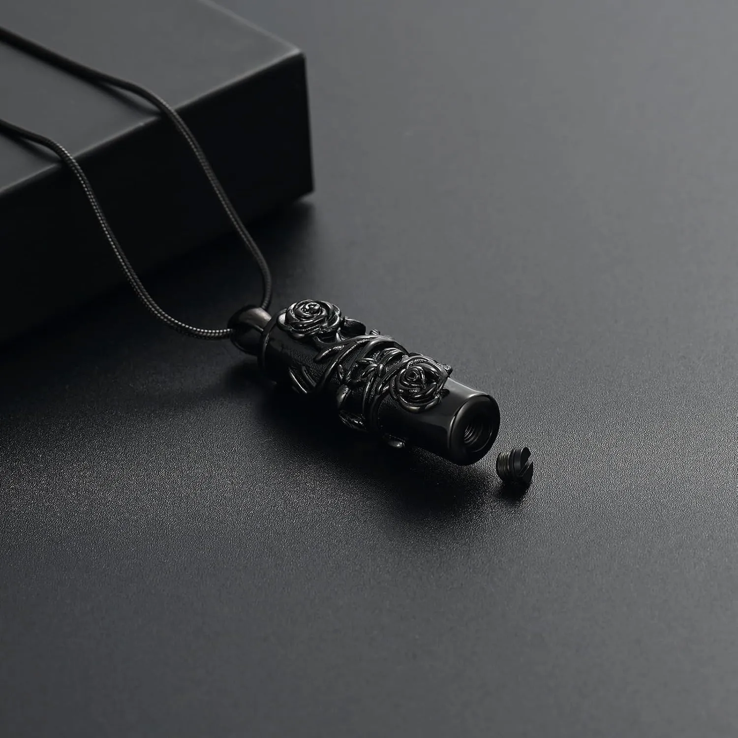 Cylinder Urn Necklace for Ashes Roseflower Cremation Jewelry Urn Ashes Necklace for Women Men Memorial Keepsake Necklace of Loved One