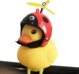 Duck Bike Bell, Rubber Bike Horn, Cute Yellow Duck Bicycle Decorations, Squeeze Duck Bicycle Horns with Propeller Helmet