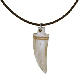 Fablinks Wolf Tooth Necklace for Men, Boys Necklace with Bone Bead Fang Pendant, Dinosaur Teeth Horn Necklaces with Round Leather Cord