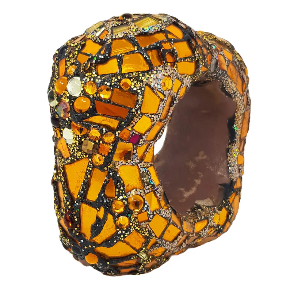 GOLD AND ORANGE LARGE CHUNKY BANGLE