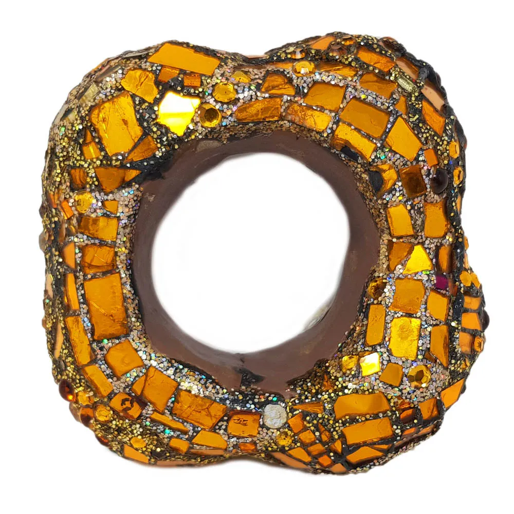 GOLD AND ORANGE LARGE CHUNKY BANGLE