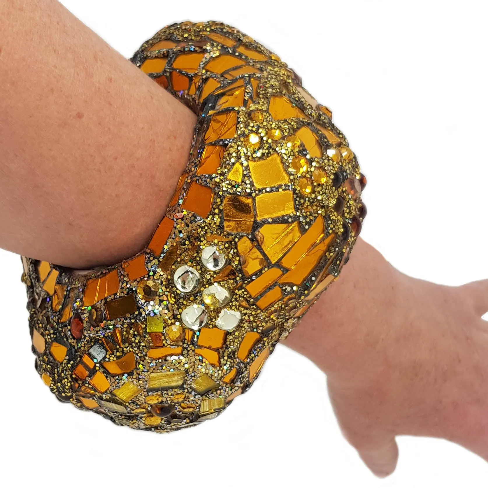 GOLD AND ORANGE LARGE CHUNKY BANGLE