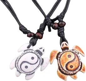 Handmade Hawaiian Turtle Shark Teeth Adjustable Wax Rope Chain Vintage Necklace Couple Friendship Summer Beach Surfer Bohemian Lucky Protection Jewelry for Men Women