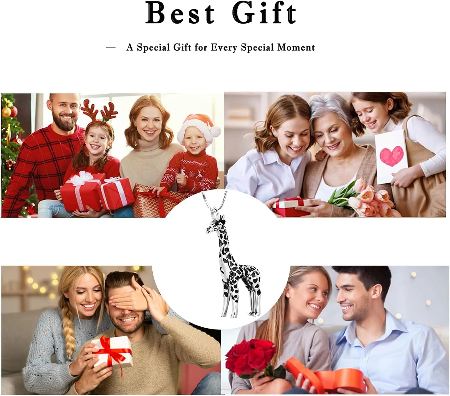 Hearbeingt Giraffe Cremation Ashes Jewelry Keepsake Pendant Necklace for Women Men Stainless Steel Urn Necklace for Ashes