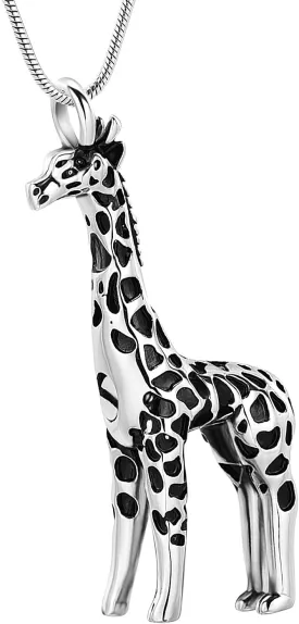 Hearbeingt Giraffe Cremation Ashes Jewelry Keepsake Pendant Necklace for Women Men Stainless Steel Urn Necklace for Ashes