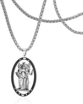 Hecate Necklace Triple Moon Goddess Pendant Wheel of Hecate Symbol Magic Wiccan Pagan Amulet Jewelry for Men Women (Hecate-S)