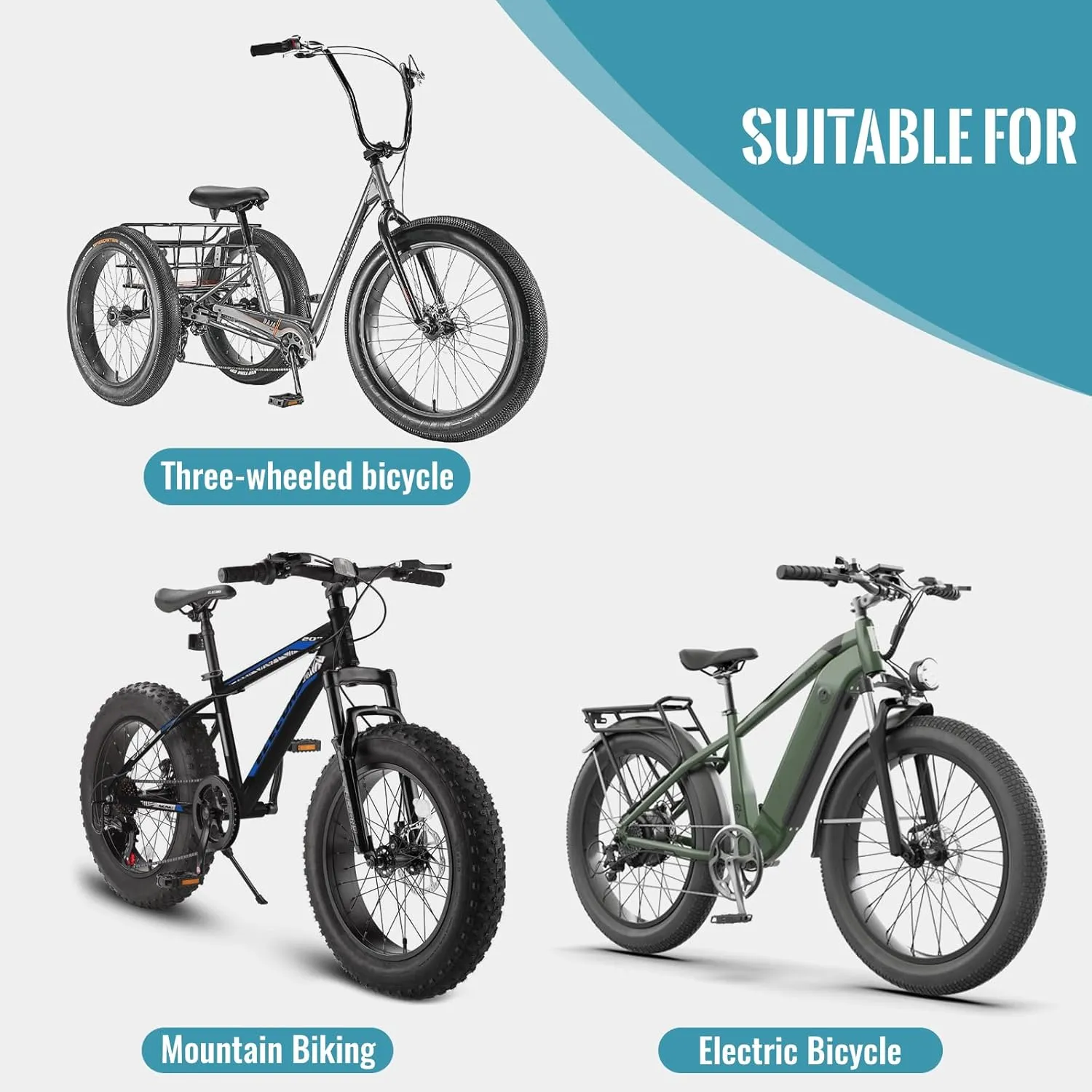 Hycline Ebike Replacement Fat Tire: 20x4.0 Inch Heavy Duty Folding Electric Fat Tires, All-Terrain High-Density Bicycle Tires for Street or Trail Riding