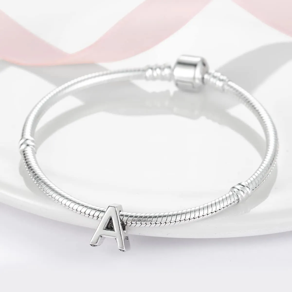 Initial Charms Fits Pandora Bracelet S925 Sterling Silver LetterCharms for Bracelets Alphabet A-Z Letters Bead Bracelet for Women Birthday Ceremony Charm Bracelets Necklace Pendent Anklet DIY Jewelry