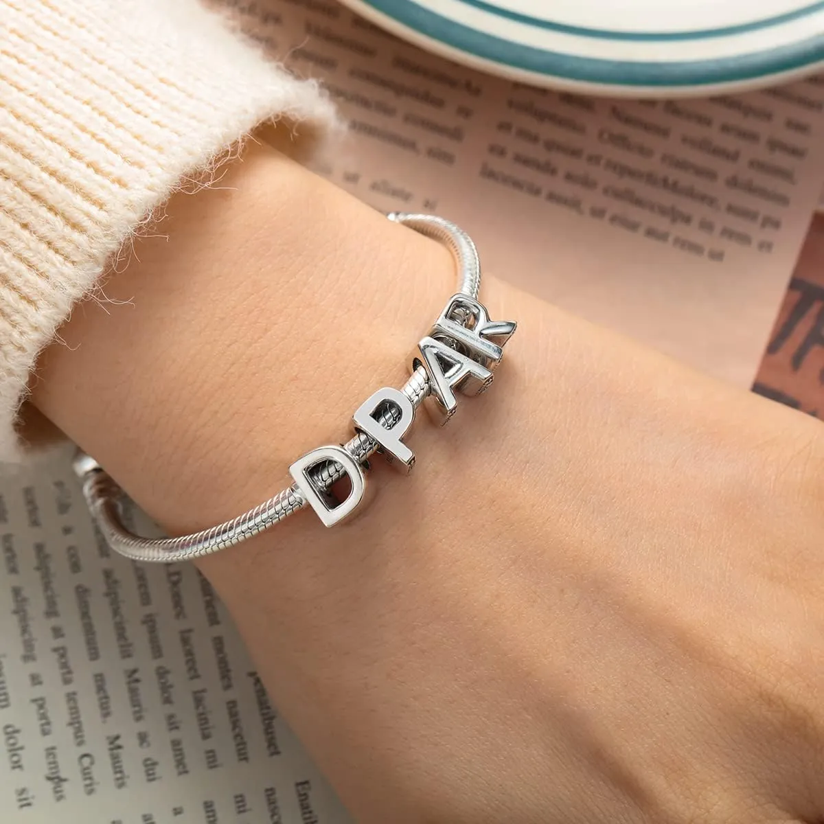 Initial Charms Fits Pandora Bracelet S925 Sterling Silver LetterCharms for Bracelets Alphabet A-Z Letters Bead Bracelet for Women Birthday Ceremony Charm Bracelets Necklace Pendent Anklet DIY Jewelry