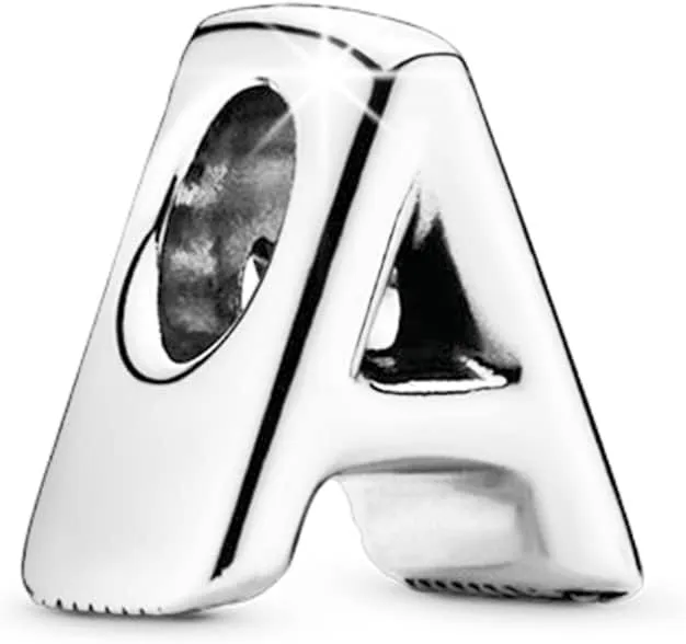 Initial Charms Fits Pandora Bracelet S925 Sterling Silver LetterCharms for Bracelets Alphabet A-Z Letters Bead Bracelet for Women Birthday Ceremony Charm Bracelets Necklace Pendent Anklet DIY Jewelry