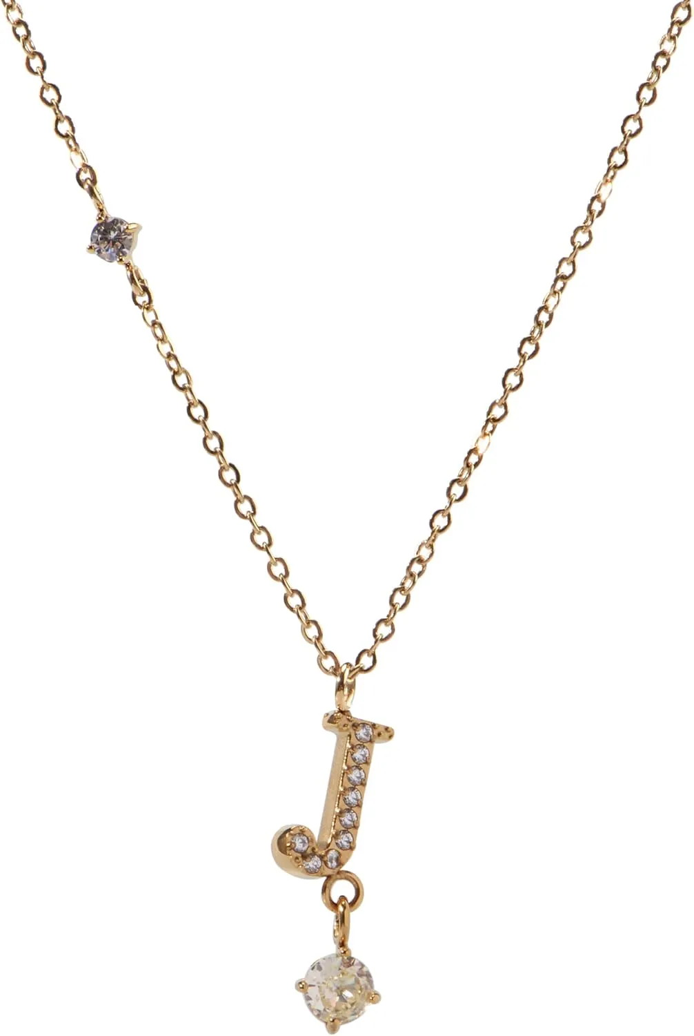 Initial Gold Necklace Personalized Stainless Steel Letter Pendant Zircon Gemstones Jewelry Gift for Her