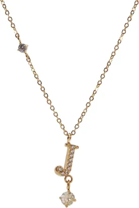Initial Gold Necklace Personalized Stainless Steel Letter Pendant Zircon Gemstones Jewelry Gift for Her