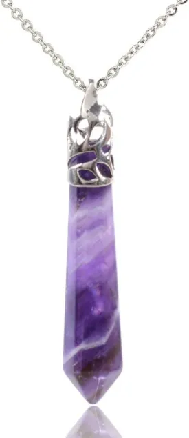 Justinstones Gemstone Hexagonal Pointed Reiki Chakra Pendant Necklace 20"