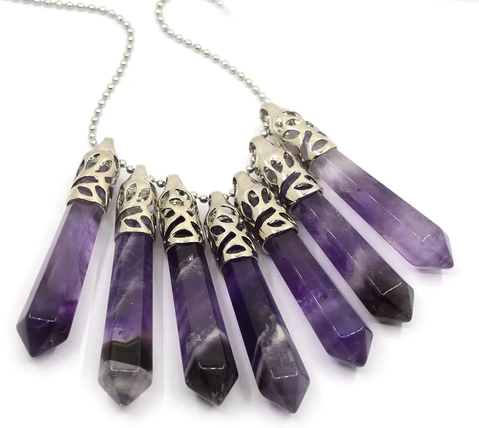 Justinstones Gemstone Hexagonal Pointed Reiki Chakra Pendant Necklace 20"