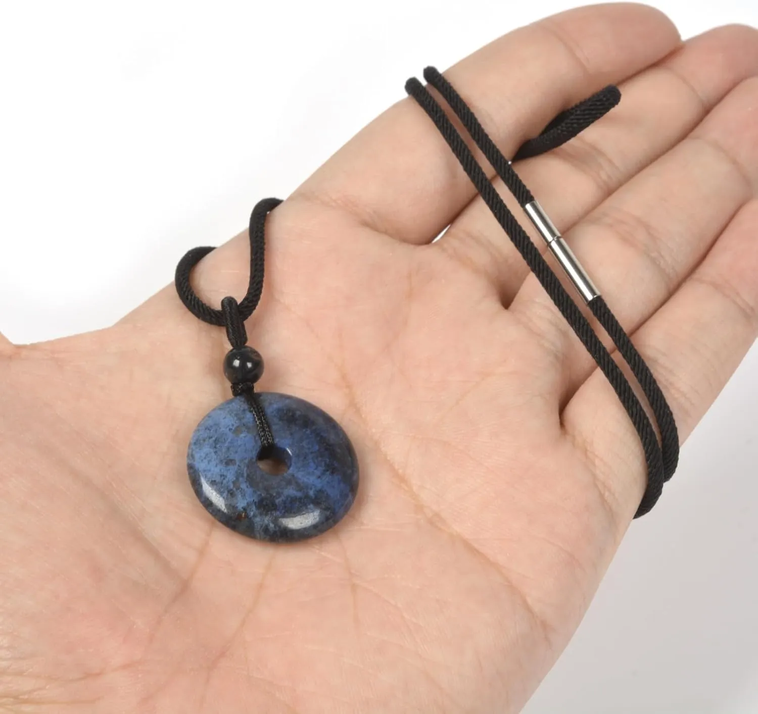 Justinstones Natural Gemstone 25mm Donut Beads Reiki Chakra Pendant Necklace Handmade Jewelry 22 Inch