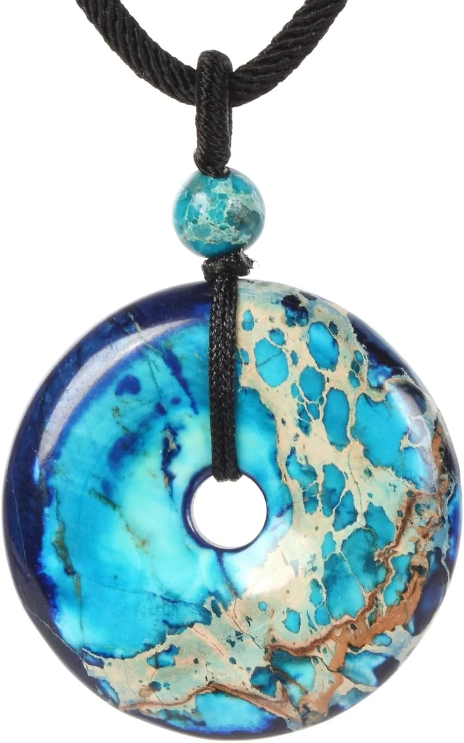 Justinstones Natural Gemstone 30mm Donut Beads Reiki Chakra Pendant Necklace Jewelry 22 Inch